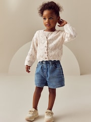 Ecru 100% Cotton V-Neck Knitted Cardigan (3mths-7yrs) - Image 2 of 8