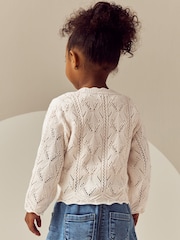 Ecru 100% Cotton V-Neck Knitted Cardigan (3mths-7yrs) - Image 3 of 8