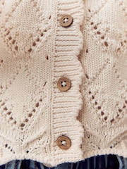 Ecru 100% Cotton V-Neck Knitted Cardigan (3mths-7yrs) - Image 4 of 8