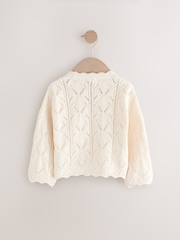 Ecru 100% Cotton V-Neck Knitted Cardigan (3mths-7yrs) - Image 6 of 8