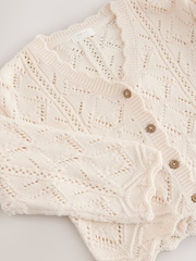 Ecru 100% Cotton V-Neck Knitted Cardigan (3mths-7yrs) - Image 8 of 8