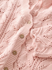 Pink 100% Cotton V-Neck Knitted Cardigan (3mths-7yrs) - Image 6 of 6