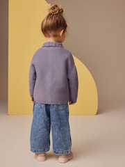Blue 100% Cotton Crochet Collar Embroidered Cardigan (3mths-7yrs) - Image 3 of 10