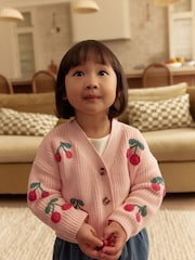 Pink Cherry V-Neck 100% Cotton Cardigan (3mths-7yrs) - Image 3 of 7
