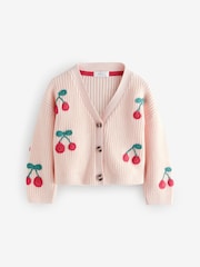 Pink Cherry V-Neck 100% Cotton Cardigan (3mths-7yrs) - Image 4 of 7