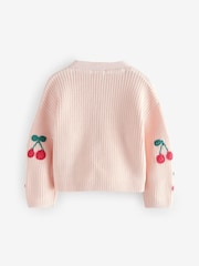 Pink Cherry V-Neck 100% Cotton Cardigan (3mths-7yrs) - Image 5 of 7