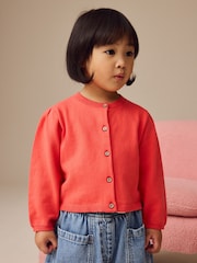 Red Pleated Sleeve Cardigan (3mths-10yrs) - Image 1 of 8