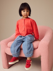Red Pleated Sleeve Cardigan (3mths-10yrs) - Image 2 of 8