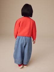 Red Pleated Sleeve Cardigan (3mths-10yrs) - Image 3 of 8
