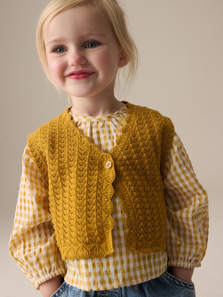 Ochre Yellow 100% Cotton Blouse and Tank Set (3mths-7yrs) - Image 1 of 10