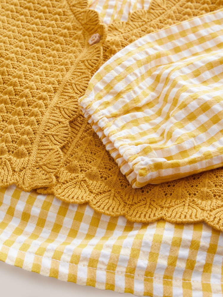 Ochre Yellow 100% Cotton Blouse and Tank Set (3mths-7yrs) - Image 10 of 10
