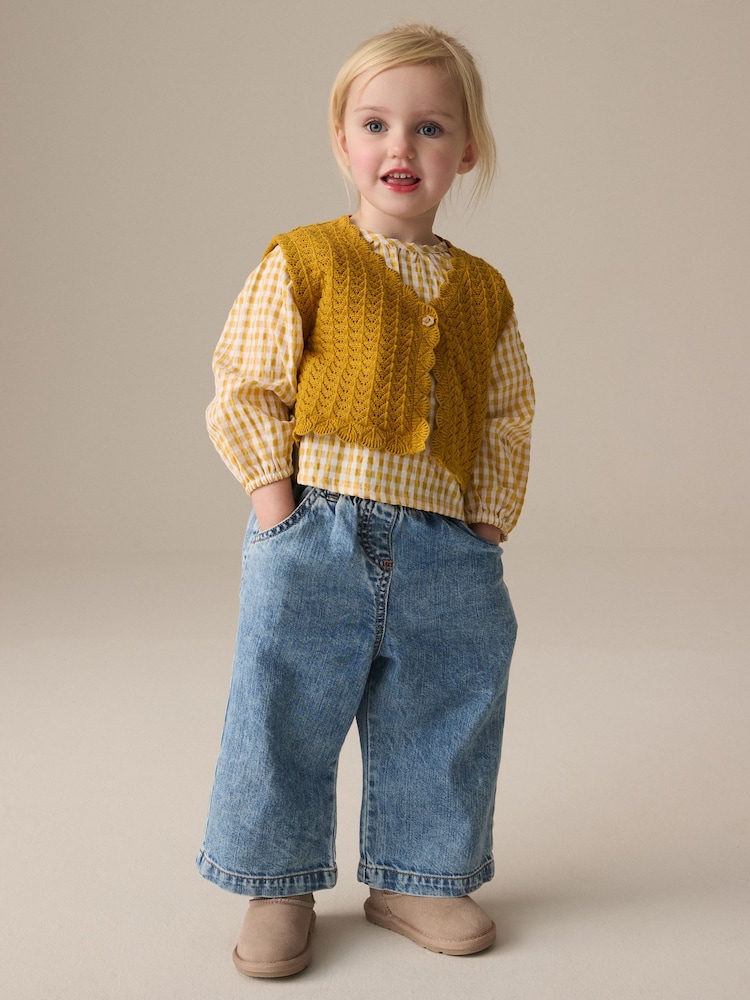 Ochre Yellow 100% Cotton Blouse and Tank Set (3mths-7yrs) - Image 2 of 10