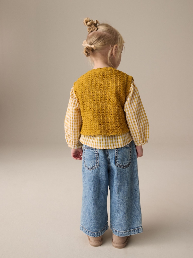 Ochre Yellow 100% Cotton Blouse and Tank Set (3mths-7yrs) - Image 3 of 10