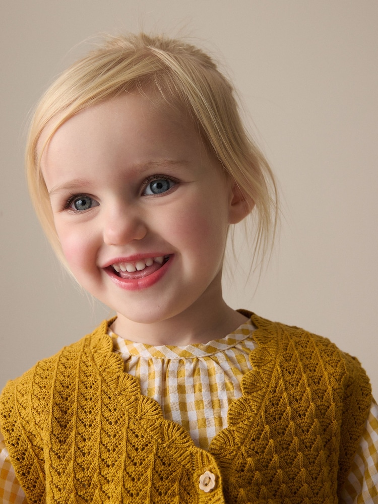 Ochre Yellow 100% Cotton Blouse and Tank Set (3mths-7yrs) - Image 4 of 10