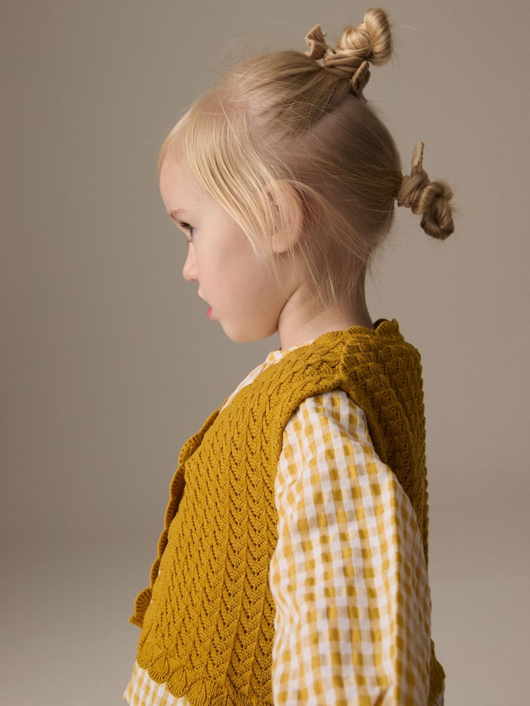 Ochre Yellow 100% Cotton Blouse and Tank Set (3mths-7yrs) - Image 5 of 10