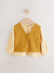 Ochre Yellow 100% Cotton Blouse and Tank Set (3mths-7yrs) - Image 6 of 10