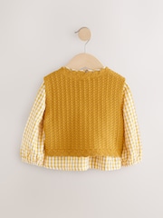Ochre Yellow 100% Cotton Blouse and Tank Set (3mths-7yrs) - Image 8 of 10