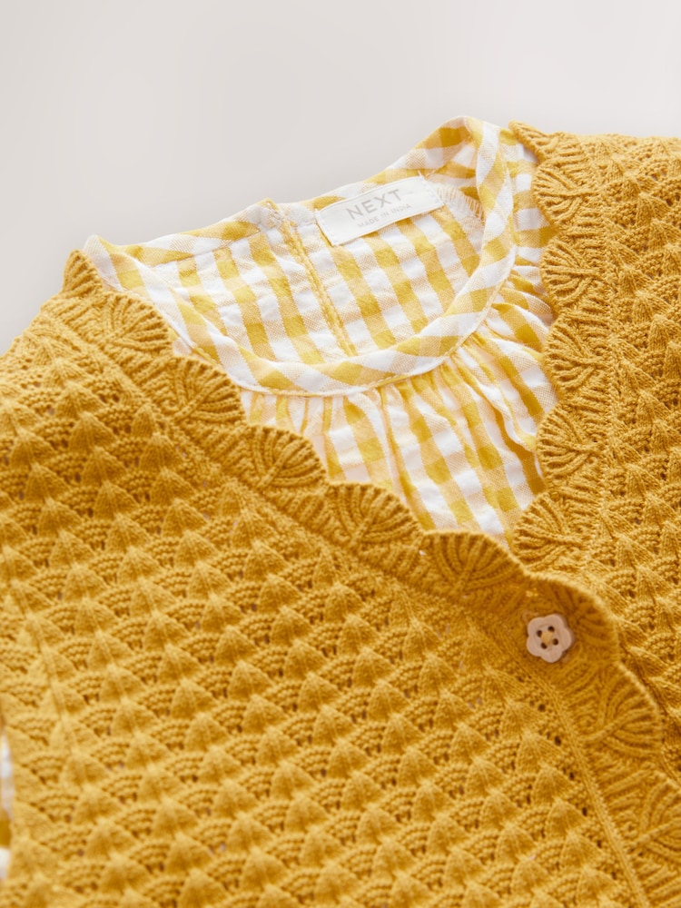 Ochre Yellow 100% Cotton Blouse and Tank Set (3mths-7yrs) - Image 9 of 10
