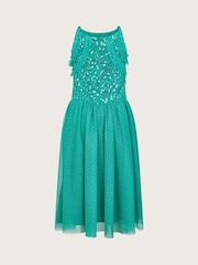 Monsoon Green Ruffle Sequin Truth Dress - Image 2 of 3
