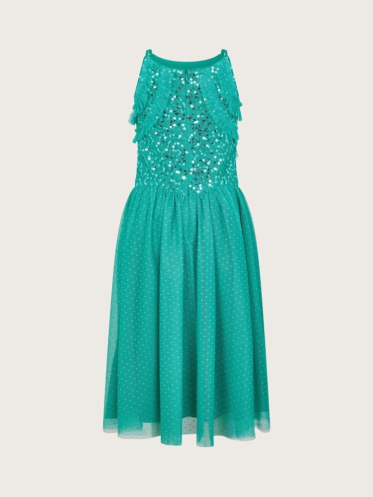 Monsoon Green Ruffle Sequin Truth Dress - Image 2 of 3