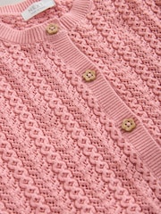 Pink 100% Cotton Pointelle Knitted Cardigan (3mths-7yrs) - Image 3 of 4