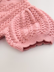 Pink 100% Cotton Pointelle Knitted Cardigan (3mths-7yrs) - Image 4 of 4