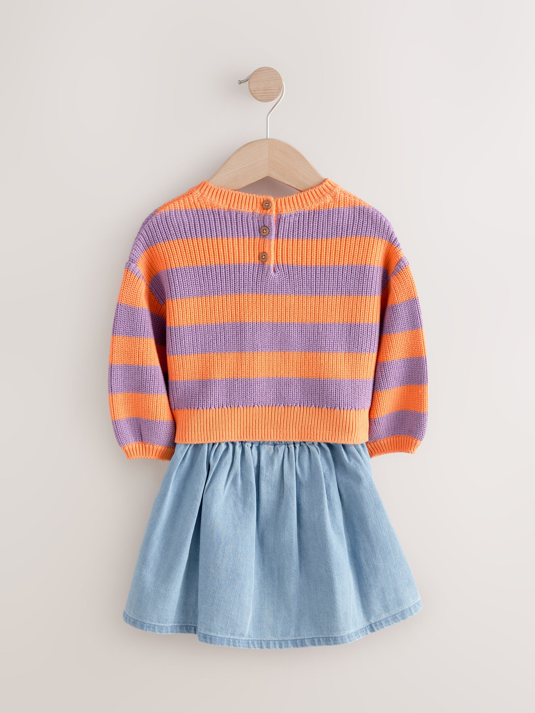 Buy Orange 100% Cotton Jumper and Skirt Set (3mths-7yrs