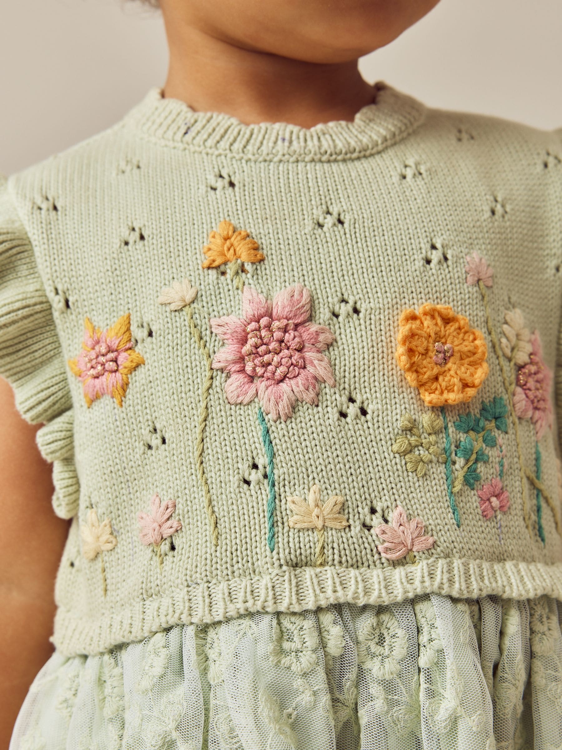 Buy Green Floral Mesh Twofer Dress (3mths-10yrs) from Next USA
