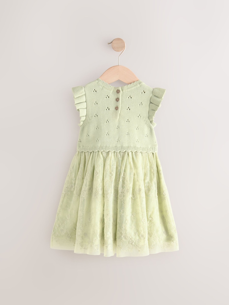 Green Floral Mesh Twofer Dress (3mths-10yrs) - Image 5 of 7