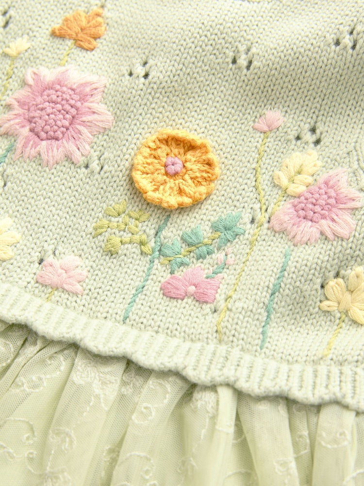 Green Floral Mesh Twofer Dress (3mths-10yrs) - Image 6 of 7