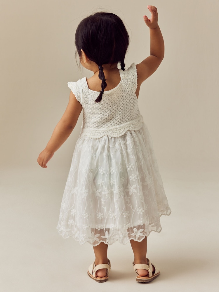 Ecru White Occasion Knit Dress (3mths-10yrs) - Image 2 of 7