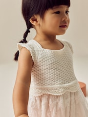 Ecru White Occasion Knit Dress (3mths-10yrs) - Image 3 of 7