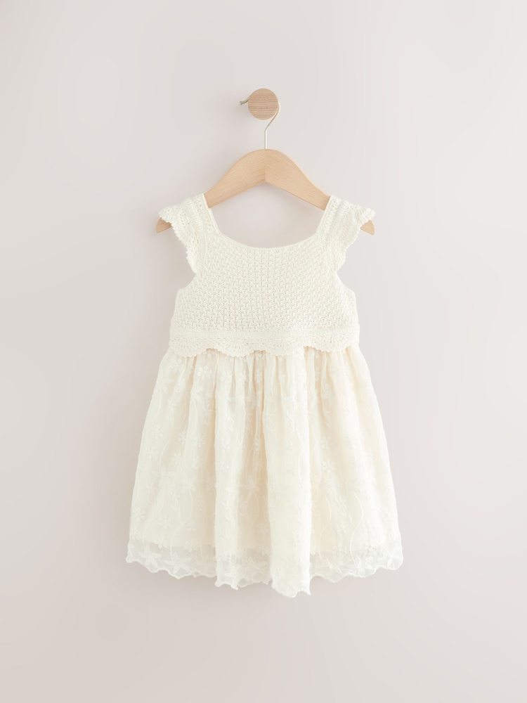 Ecru White Occasion Knit Dress (3mths-10yrs) - Image 4 of 7
