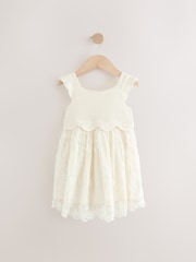 Ecru White Occasion Knit Dress (3mths-10yrs) - Image 5 of 7