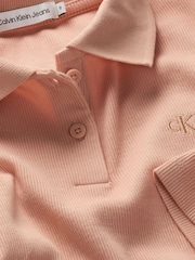 Calvin Klein Pink Slim Rib Long-Sleeved Polo Top - Image 5 of 5