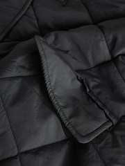 Black Shower Resistant Diamond Quilt Design with Rib Cuff Coat (3-16yrs) - Image 11 of 12