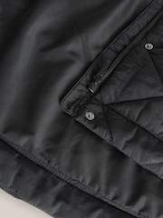 Black Shower Resistant Diamond Quilt Design with Rib Cuff Coat (3-16yrs) - Image 12 of 12