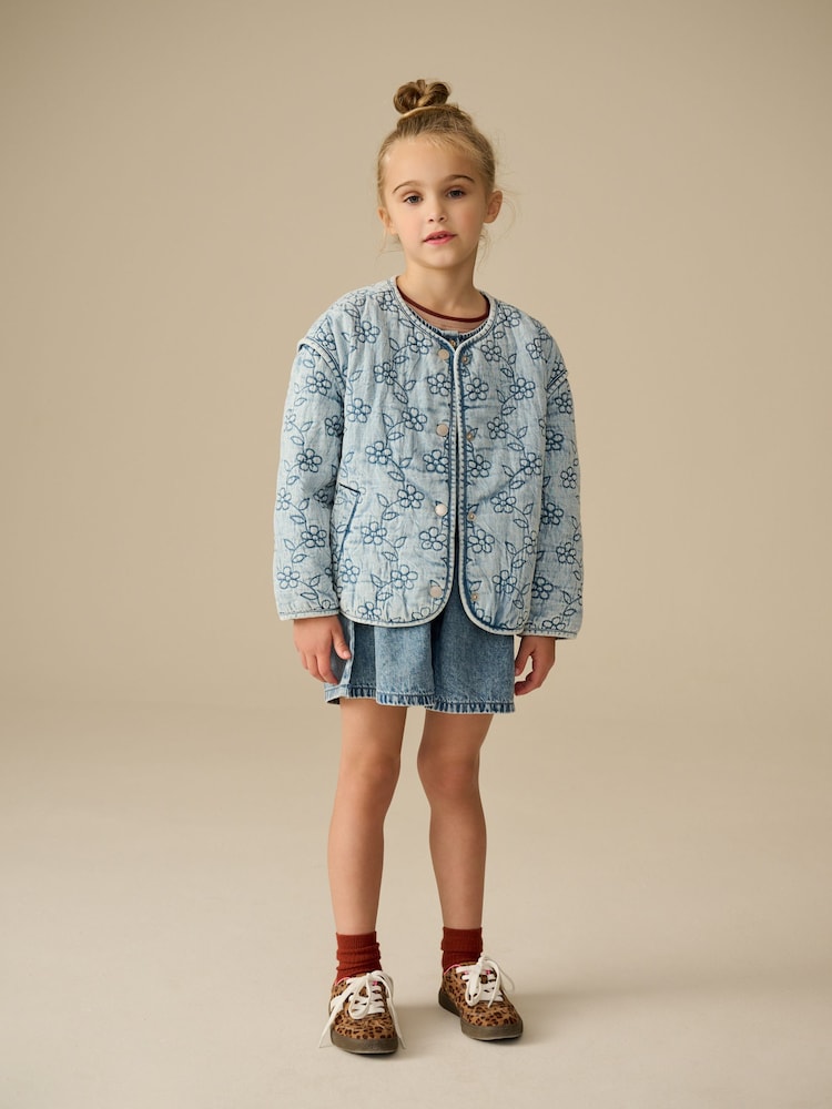 Denim Flower Quilted Jacket (3-16yrs) - Image 2 of 4