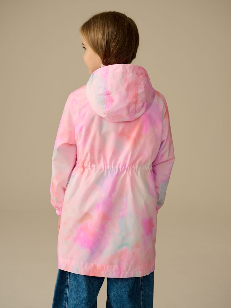 Rose à imprimé marbré - Veste à cagoule imperméable (3-16 ans) - Image 3 of 11