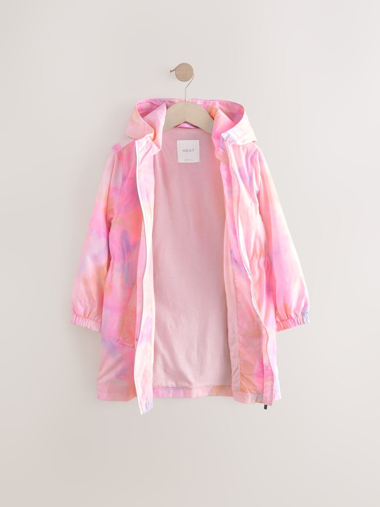 Rose à imprimé marbré - Veste à cagoule imperméable (3-16 ans) - Image 8 of 11