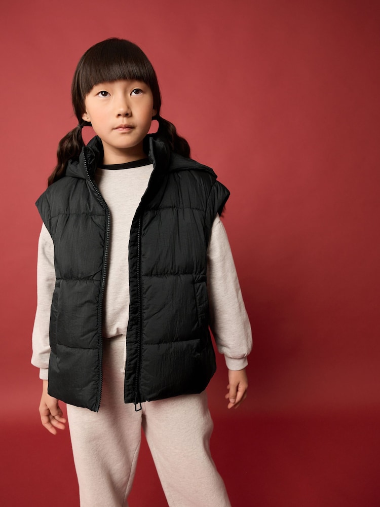 Black Oversize Gilet (3-16yrs) - Image 1 of 11