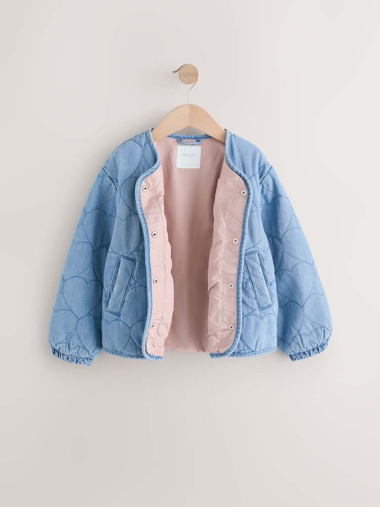 Mid Blue Denim Quilted Heart Jacket (3-16yrs) - Image 3 of 6