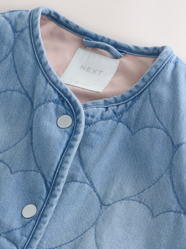 Mid Blue Denim Quilted Heart Jacket (3-16yrs) - Image 4 of 6