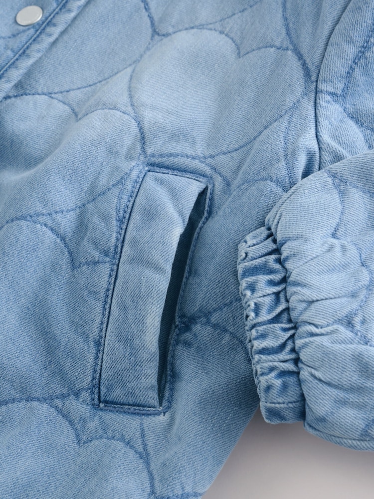 Mid Blue Denim Quilted Heart Jacket (3-16yrs) - Image 5 of 6