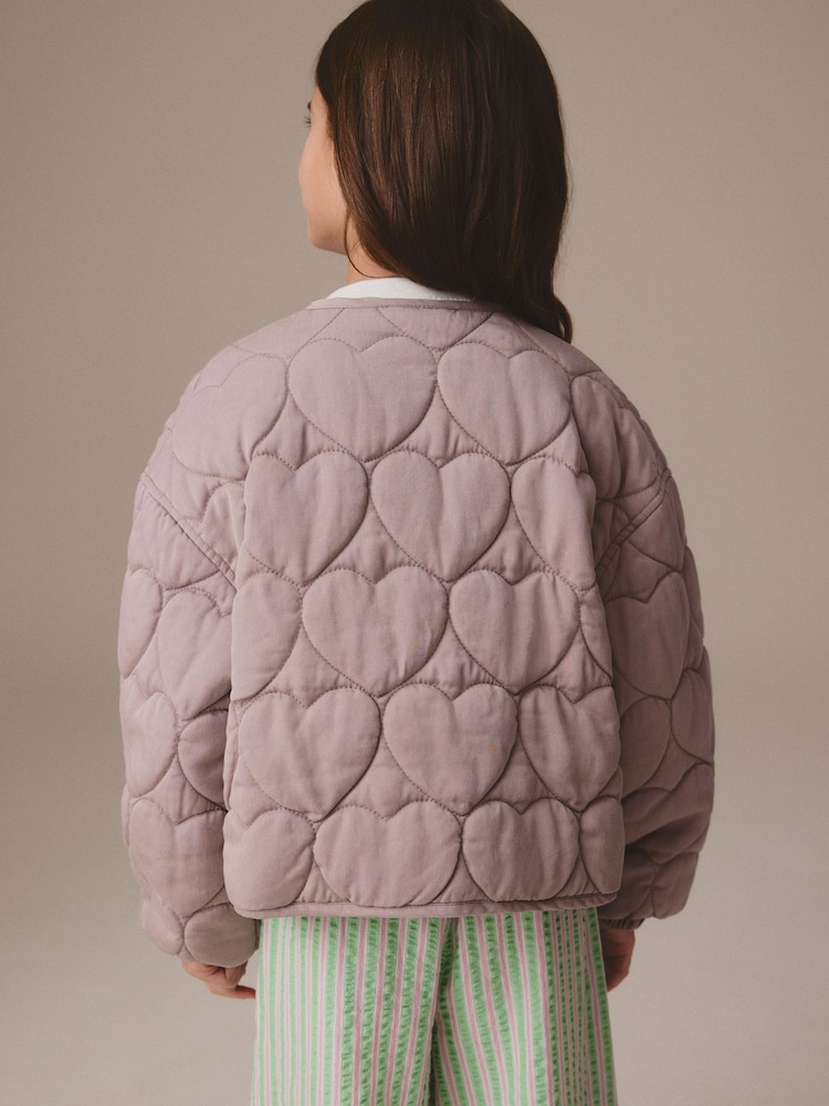 Damson Quilted Heart Jacket (3-16yrs) - Image 3 of 4