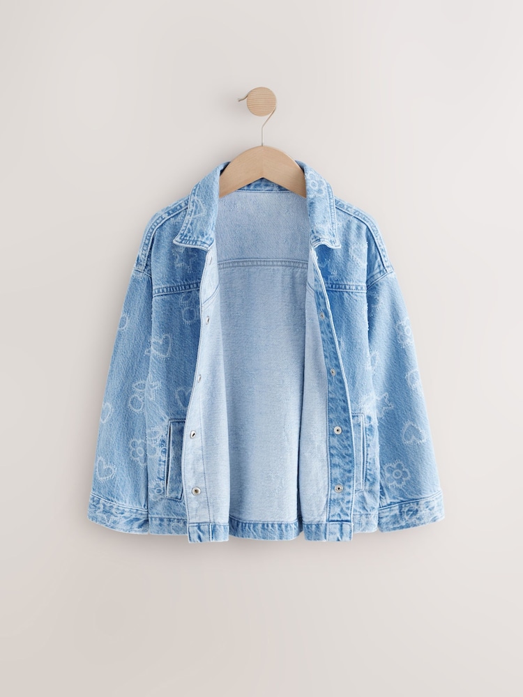 Mid Wash Denim 100% Cotton Tufted Shacket (3-16yrs) - Image 6 of 9