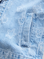 Mid Wash Denim 100% Cotton Tufted Shacket (3-16yrs) - Image 8 of 9