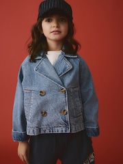 دنيم أزرق متوسط - 100% Cotton Trench Jacket (3-16yrs) - صورة 1 من 8