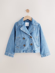 دنيم أزرق متوسط - 100% Cotton Trench Jacket (3-16yrs) - صورة 4 من 8