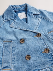 دنيم أزرق متوسط - 100% Cotton Trench Jacket (3-16yrs) - صورة 7 من 8